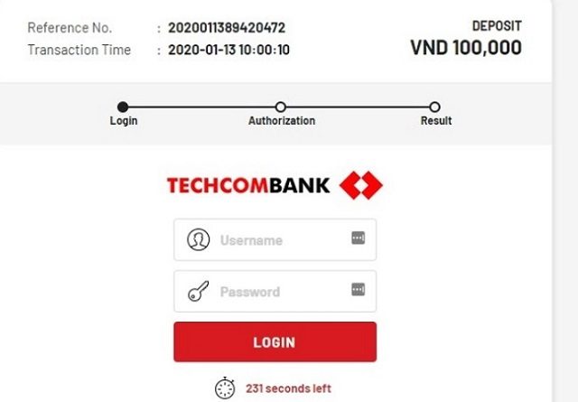 Đăng nhập vào tài khoản internet banking của ngân hàng